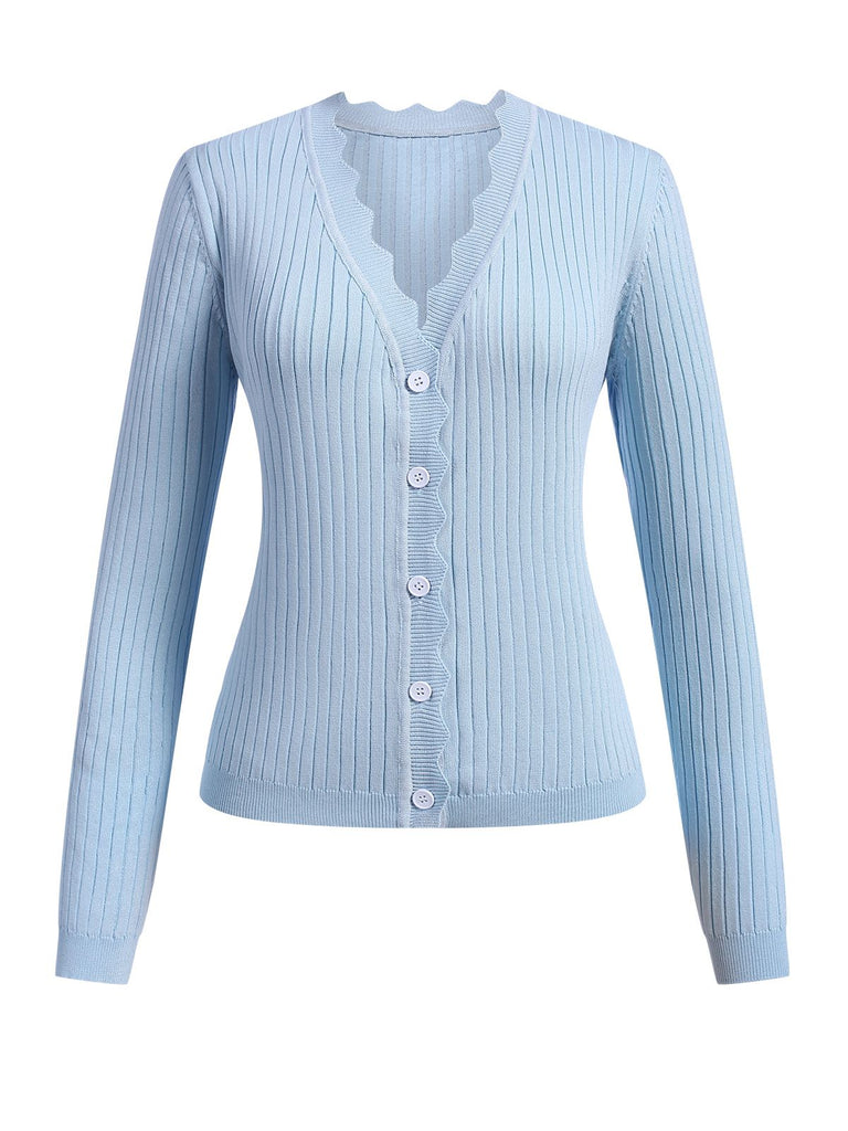 1930s V-Neck Ruffles Long Sleeve Sweater Coat - vintage fashion, retro style