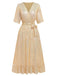 1930s V-Neck Sequined Ruffled Hem Dress - vintage dress, retro fashion
