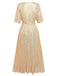 1930s V-Neck Sequined Ruffled Hem Dress - vintage dress, retro fashion