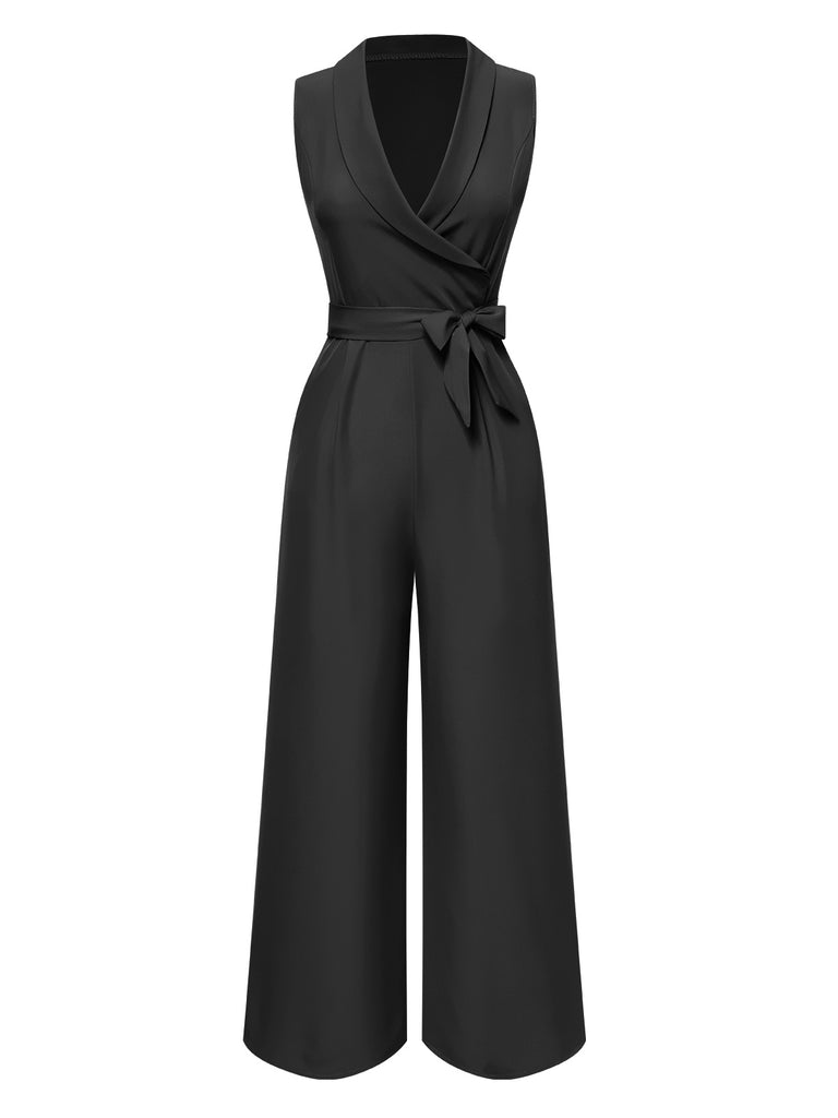 1930s VNeck Solid Belted Sleeveless | 1930s | vintage romper, retro jumpsuit