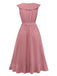 1930s V-Neck Solid Ruffled Hem Tie-Up Dress | vintage dress, retro fashion, elegant style - perfect for retro fashion enthusiasts