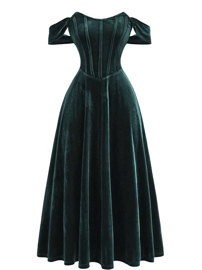 1930s Velvet Corset Formal Dress - vintage dress, retro fashion