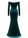1930s Velvet Off-Shoulder Ruched Side-Slit Dress - vintage dress, retro fashion