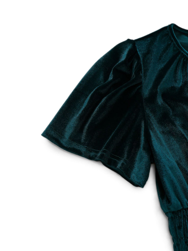 1930s Velvet Solid Short Sleeve Maxi Dress - vintage dress, retro fashion