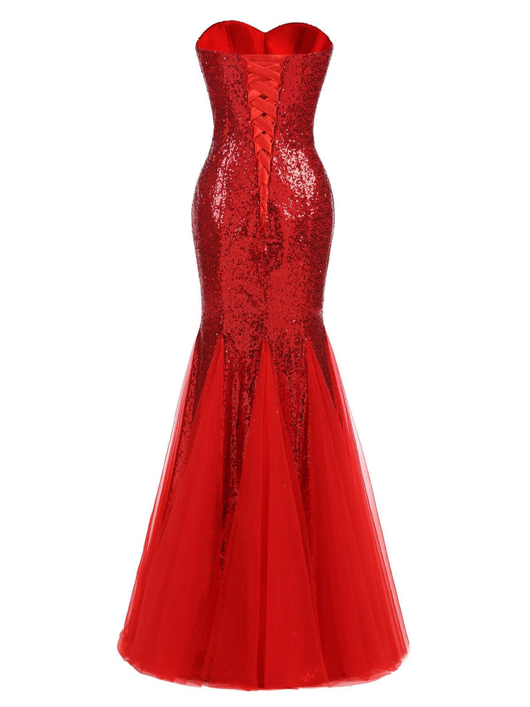 She slips into this 1930s Vintage Sequin Strapless Dress and suddenly it's a 1930s daydream