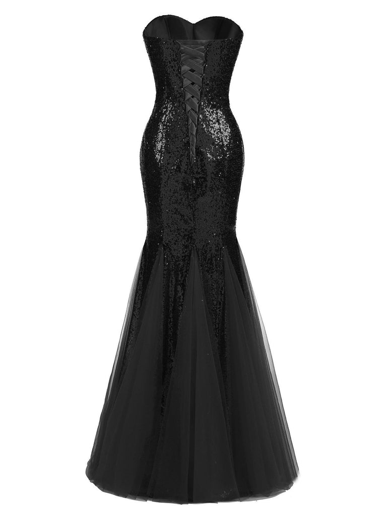 She slips into this 1930s Vintage Sequin Strapless Dress and suddenly it's a 1930s daydream