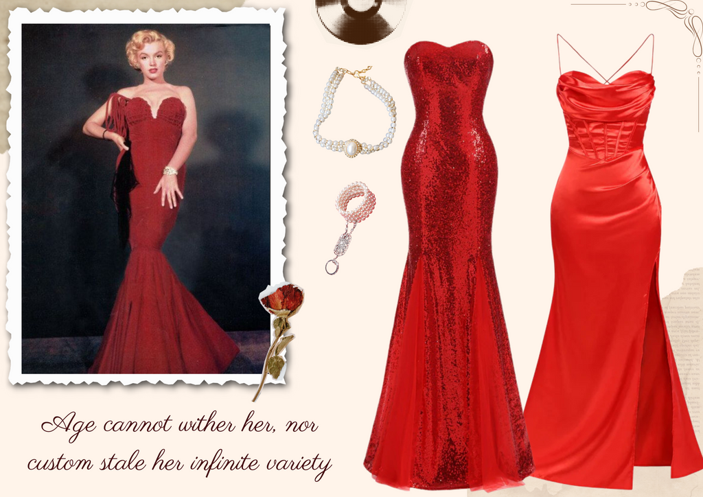 She slips into this 1930s Vintage Sequin Strapless Dress and suddenly it's a 1930s daydream