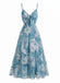 [Pre-Sale] Blue 1930s Watercolor Floral V-Neck Bohemian Slip Dress, vintage dress, retro fashion, floral print - perfect for women who love vintage and retro fashion