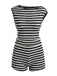 2PCS Black 1940s Striped Sleeveless Top & Hight Waist Shorts - vintage fashion, retro style, classic black