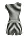 2PCS Black 1940s Striped Sleeveless Top & Hight Waist Shorts - vintage fashion, retro style, classic black