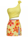 1940s 3D Floral One-Shoulder One-Piece Swimdress - vintage dress, retro fashion