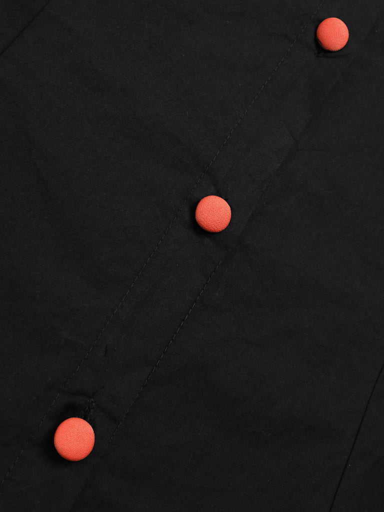 Black 1940s Peter Pan Collar Halloween Puff Sleeve Blouse - vintage fashion, retro style, classic black