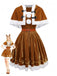 5PCS Brown 1940s Christmas Moose Cape & Velvet Dress - vintage dress, retro fashion