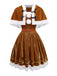 5PCS Brown 1940s Christmas Moose Cape & Velvet Dress - vintage dress, retro fashion