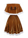 5PCS Brown 1940s Christmas Moose Cape & Velvet Dress - vintage dress, retro fashion