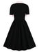 1940s Color Contrast Button Lapel Bow Dress: timeless style reimagined