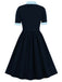 1940s Color Contrast Button Lapel Bow Dress — vintage elegance for the modern woman