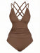 1940s Colorblock Deep V Crisscross Back Tankini Set - vintage fashion, retro style