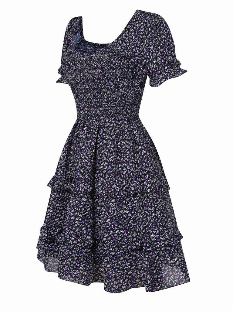 1940s Ditsy Floral Puff Wrinkle Dress, vintage dress, retro fashion, floral print - perfect for women who love vintage and retro fashion