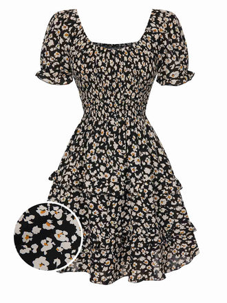 1940s Ditsy Floral Puff Wrinkle Dress, vintage dress, retro fashion, floral print - perfect for women who love vintage and retro fashion