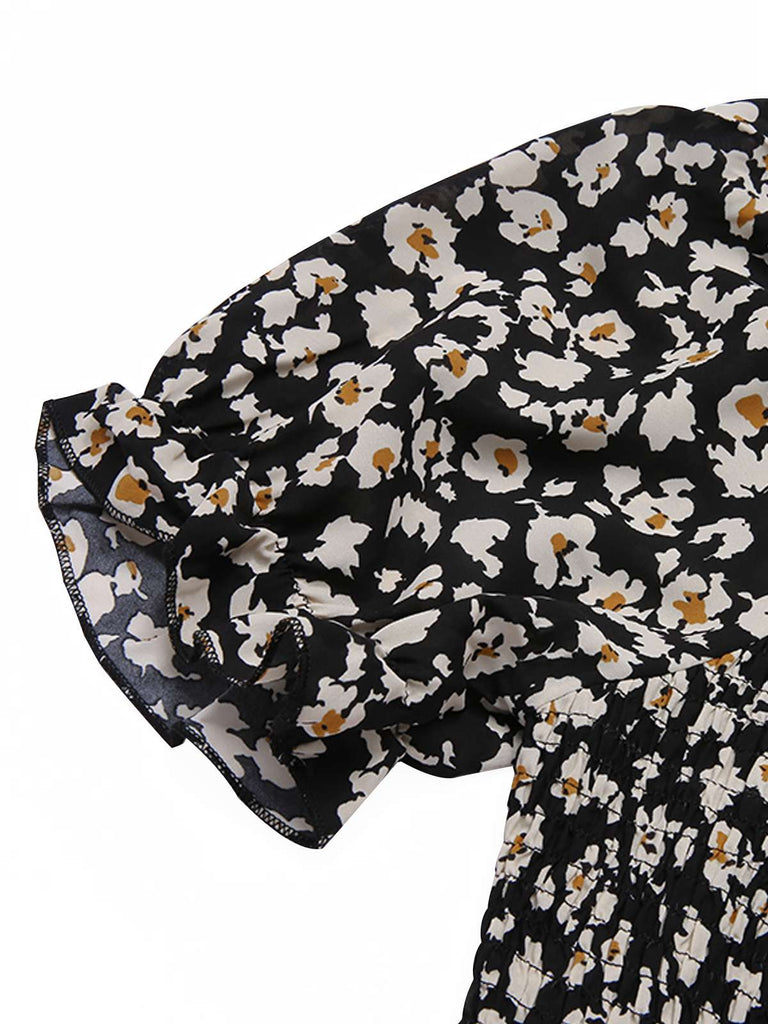 1940s Ditsy Floral Puff Wrinkle Dress, vintage dress, retro fashion, floral print - perfect for women who love vintage and retro fashion