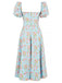 1940s Ditsy Floral Square Neck Slit Dress, vintage dress, retro fashion, floral print - perfect for women who love vintage and retro fashion