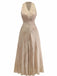 Apricot 1940s Linen V-Neck Sleeveless Belted Maxi Dress - vintage dress, retro fashion