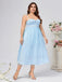 Blue 1940s Layered Spaghetti Strap Wedding Guest Dress - vintage dress, retro fashion, elegant red