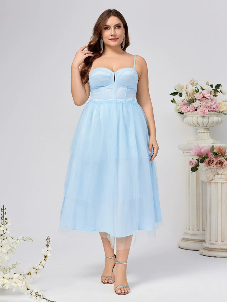 Blue 1940s Layered Spaghetti Strap Wedding Guest Dress - vintage dress, retro fashion, elegant red