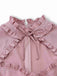 Dusty Pink 1940s Cotton Contrasted Keyhole Ruffled Dress - vintage dress, retro fashion