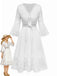 White 1940s Hollow Tassel Embroidered Cover-Up Dress - vintage dress, retro fashion, elegant red
