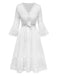 White 1940s Hollow Tassel Embroidered Cover-Up Dress - vintage dress, retro fashion, elegant red