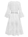 White 1940s Hollow Tassel Embroidered Cover-Up Dress - vintage dress, retro fashion, elegant red