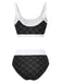1940s Eyelet High Waisted Color Block Tankini Set - vintage fashion, retro style