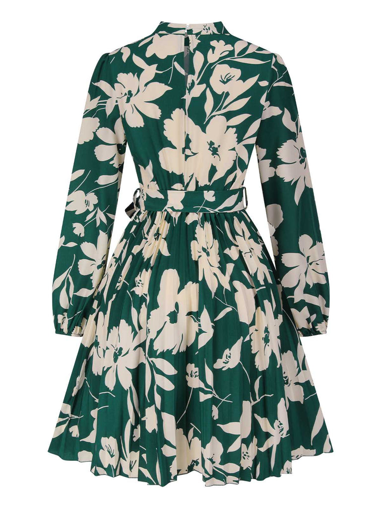 This 1940s Floral Belted Pleated Dress wraps her in 1940s elegance, one twirl at a time
