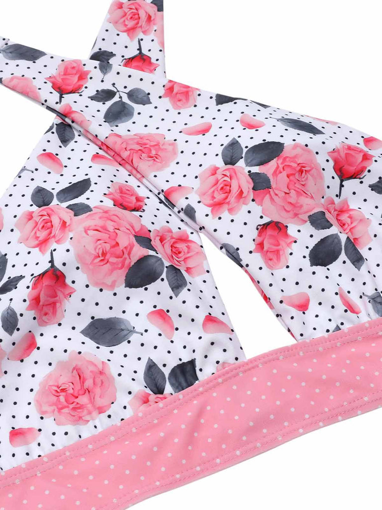 1940s Floral Cross Halter Swimsuit | 1940s | vintage swimsuit, retro beachwear