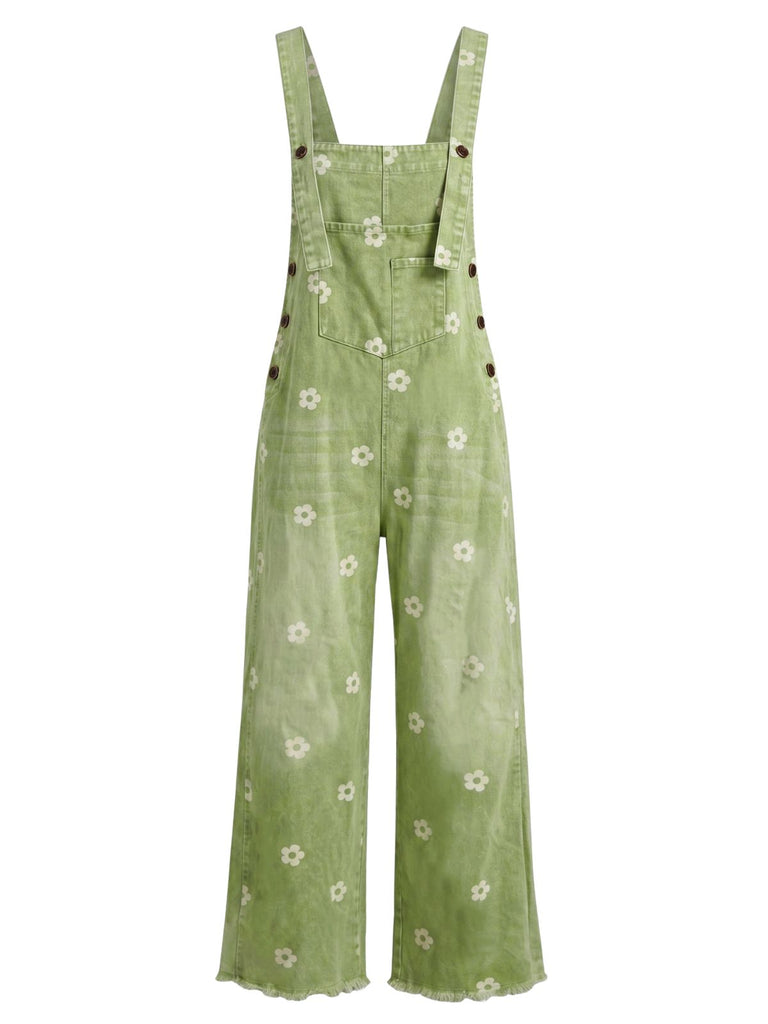 1940s Floral Denim Patchwork Classic Jumpsuit 6