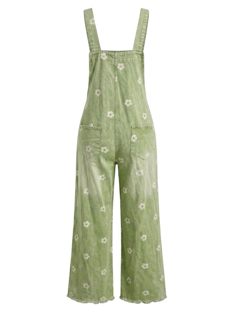 1940s Floral Denim Patchwork Classic Jumpsuit 7