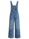 1940s Floral Denim Patchwork Classic Jumpsuit