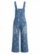 1940s Floral Denim Patchwork Classic Jumpsuit 2