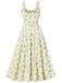 1940s Floral Lace-Up Wide Strap Dress - vintage dress, retro fashion