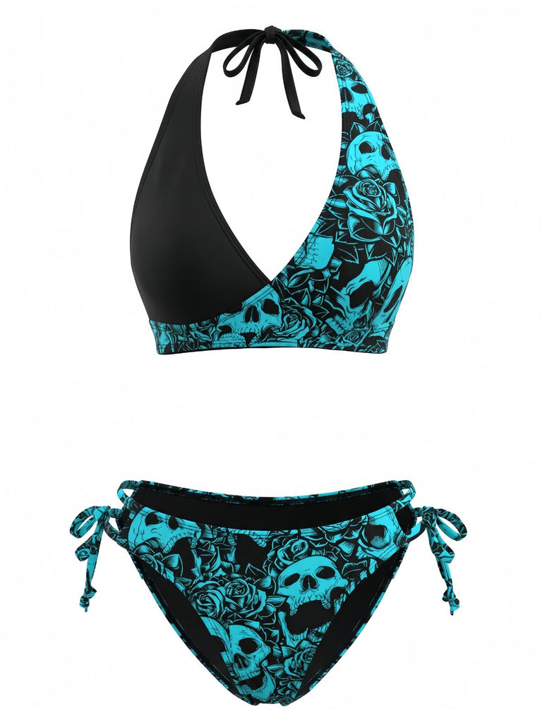 1940s Floral Print Halter Tankini Set - vintage fashion, retro style