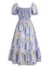 Plus Size 1940s Floral Square Neck Vintage Dress 5