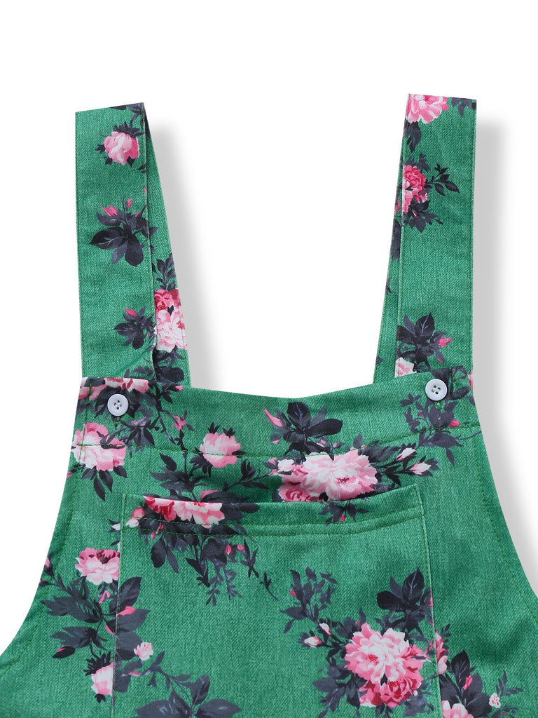 1940s Floral Print Wide-Legged Jumpsuit - vintage jumpsuit, retro fashion