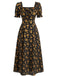1940s Floral Puff Sleeve Midi Dress, vintage dress, retro fashion, floral print - perfect for women who love vintage and retro fashion