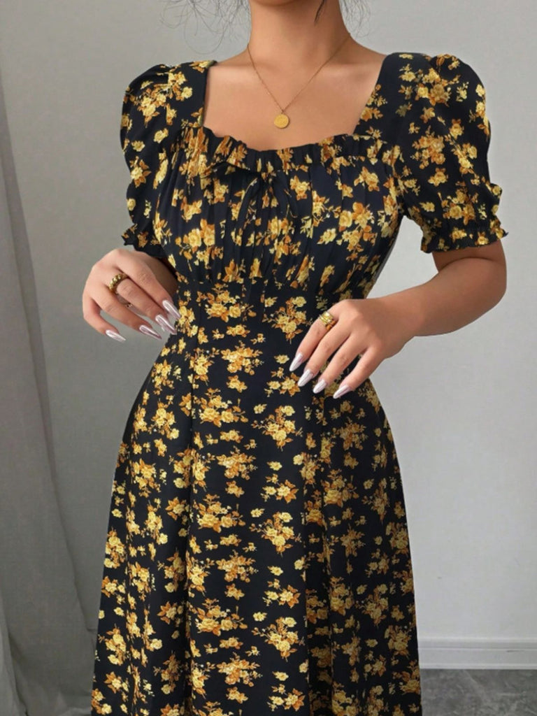 1940s Puff Sleeve Ruffle Dress 9