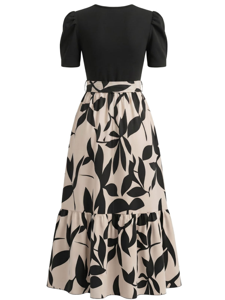 1940s Print Round Neck Dress 2