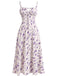1940s Floral Spaghetti Strap Tie-Front Chiffon A-Line Dress - vintage dress, retro fashion, floral print for vintage lovers