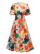 1940s Floral V-Neck Lantern Sleeve Dress, vintage dress, retro fashion, floral print - perfect for women who love vintage and retro fashion