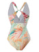 1940s Floral V-Neck Tie-Waist Swimsuit, vintage swimsuit, pin-up swimwear - perfect for women who love vintage and retro fashion